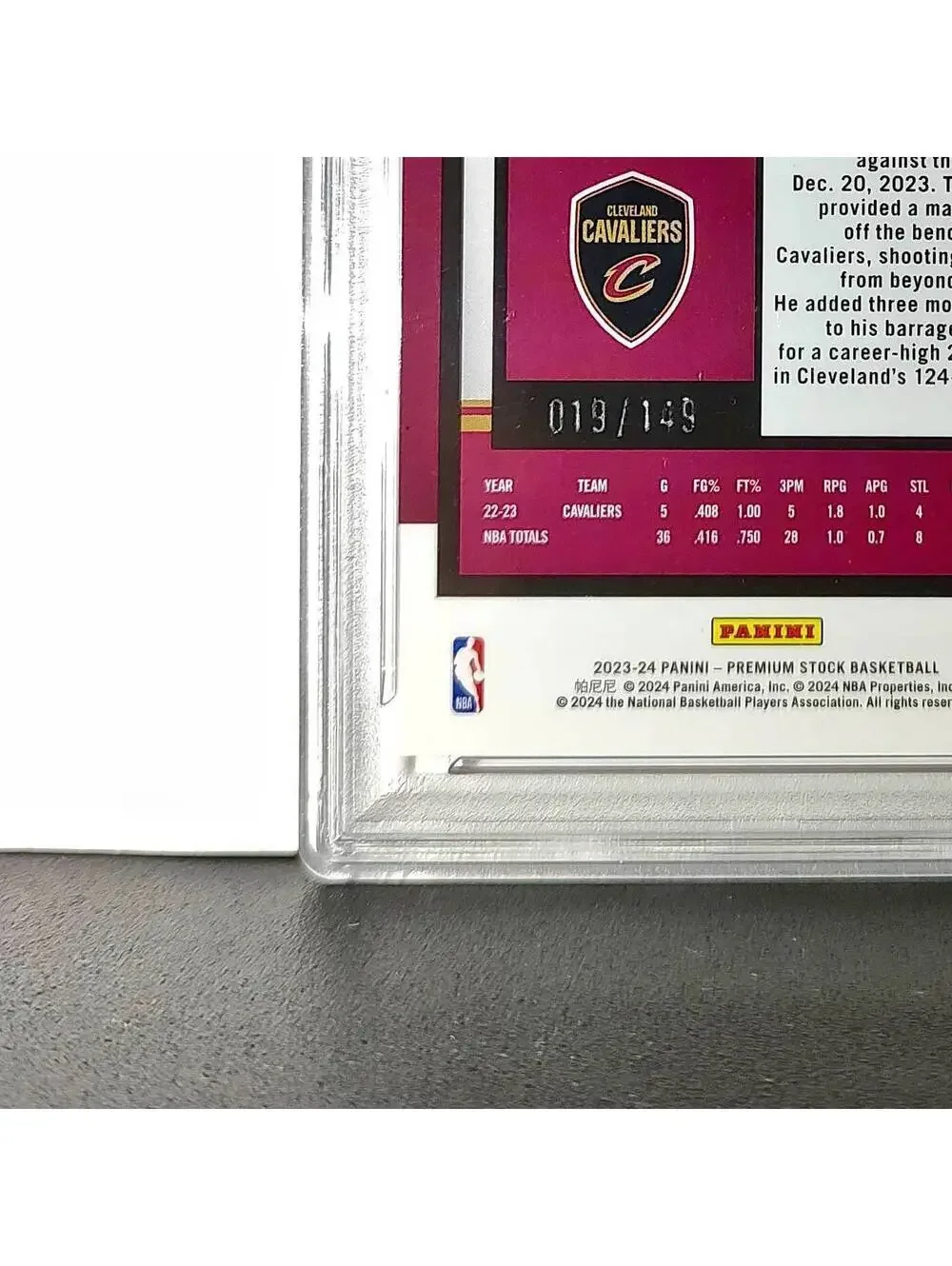 Sam Merrill 2023 Panini Hoops Premium #233 19/149 Red Disco Prizm PSA 9 Mint